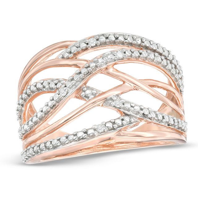 Previously Owned - Diamond Accent Layered Crossover Ring in Sterling Silver with 14K Rose Gold Plate