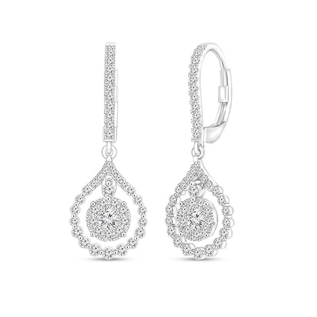 Previously Owned - 1 CT. T.w. Diamond Dangle Teardrop Earrings in 10K White Gold