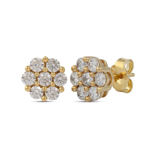 Previously Owned - 1 CT. T.w. Composite Diamond Flower Stud Earrings in 10K Gold