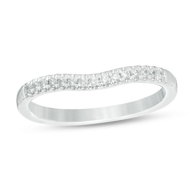 Previously Owned - Love's Destiny by Peoples 1/8 CT. T.w. Diamond Contour Wedding Band in 14K White Gold