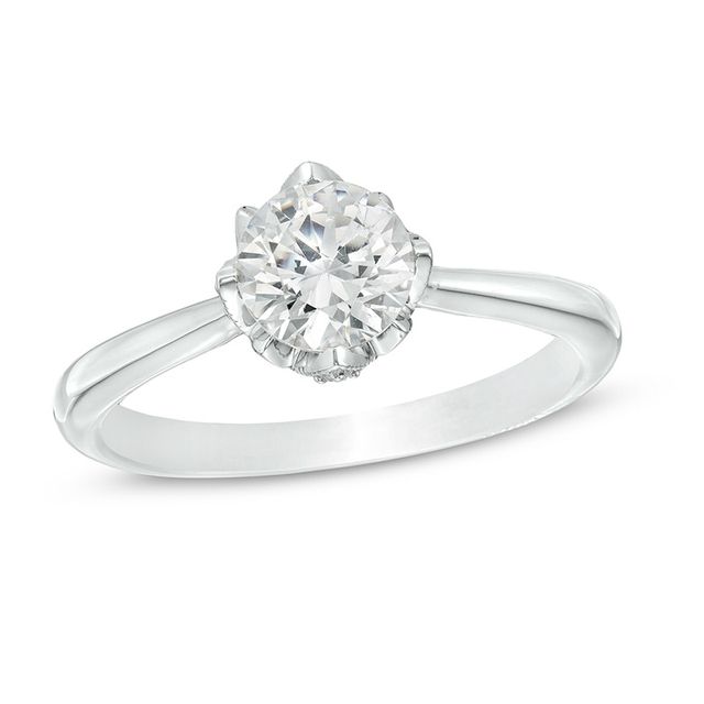 Previously Owned - Celebration Ideal 1 CT. T.w. Diamond Frame Engagement Ring in 14K White Gold