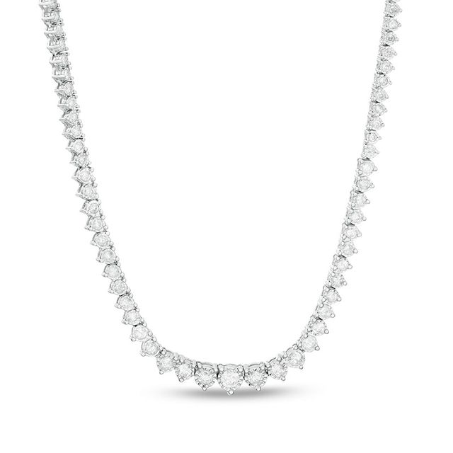 Previously Owned - 3 CT. T.w. Diamond Graduated Tennis Necklace in 10K White Gold - 16"