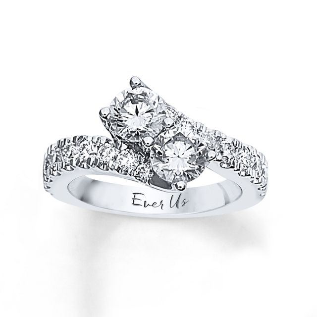 Previously Owned - Ever UsÂ® 2-1/2 CT. T.w. Two-Stone Diamond Bypass Ring in 14K White Gold