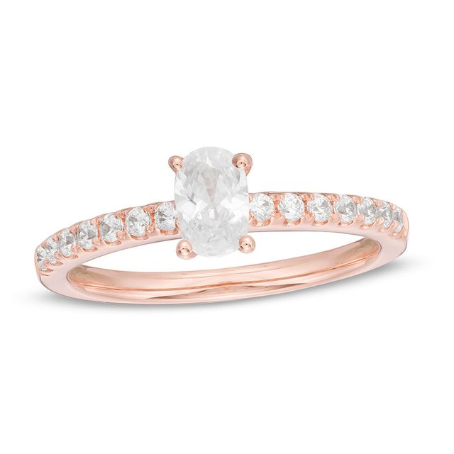 Previously Owned - 3/4 CT. T.w. Oval Diamond Engagement Ring in 14K Rose Gold