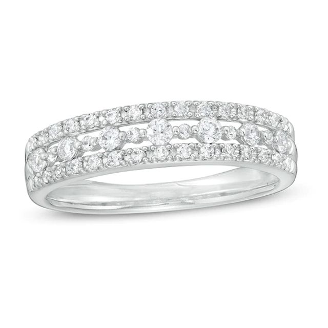 Previously Owned - 3/8 CT. T.w. Diamond Double Row Band in 14K White Gold