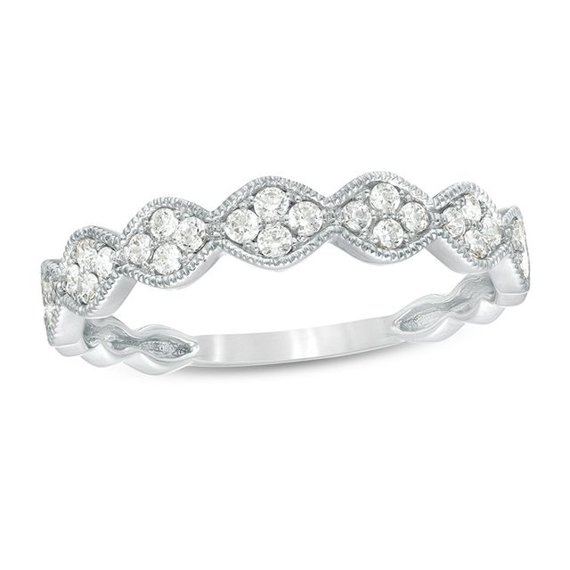 Previously Owned - 1/4 CT. T.w. Quad Diamond Vintage-Style Anniversary Band in 10K White Gold