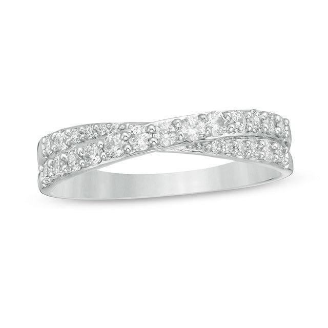 Previously Owned - 1/2 CT. T.w. Diamond Criss-Cross Band in 14K White Gold