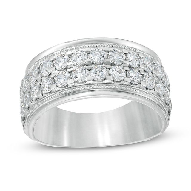 Previously Owned 2 CT. T.w. Diamond Raised Double Row Anniversary Band in 10K White Gold