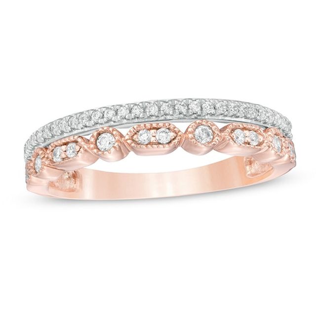 Previously Owned 1/4 CT. T.w. Diamond Vintage-Style Band in 10K Two-Tone Gold