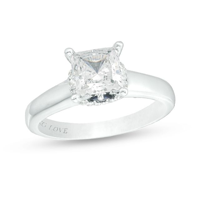 Previously Owned Vera Wang Love Collection 1-5/8 CT. T.w. Princess-Cut Diamond Engagement Ring in 14K White Gold (I/Si2)