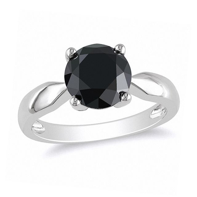 Previously Owned 3 CT. Black Diamond Solitaire Ring in 10K White Gold