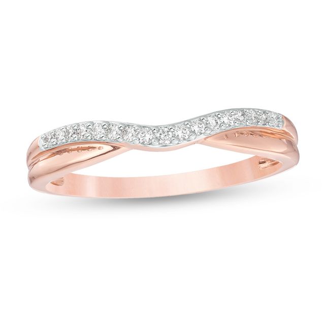Previously Owned 1/10 CT. T.w. Diamond Contour Anniversary Band in 14K Rose Gold