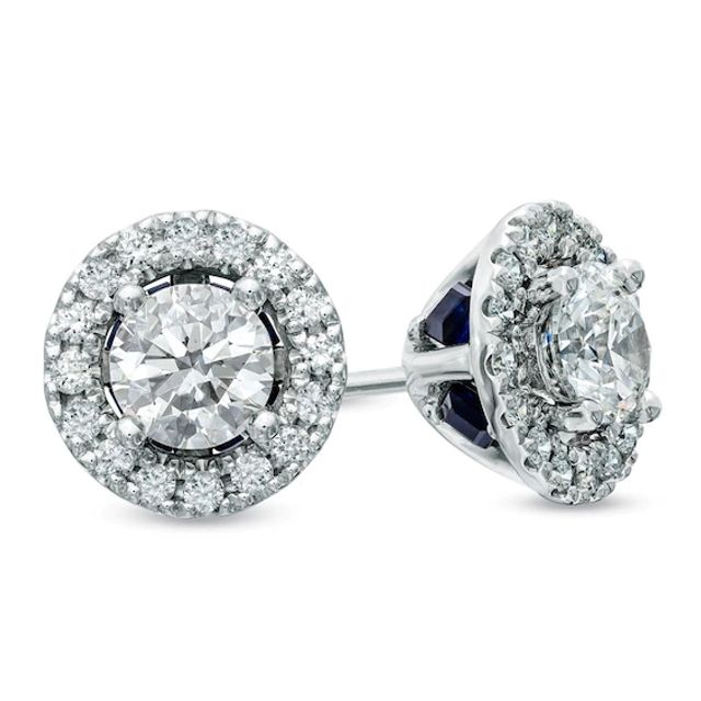 Previously Owned Vera Wang Love Collection 3/4 CT. T.w. Diamond Frame Stud Earrings in 14K White Gold
