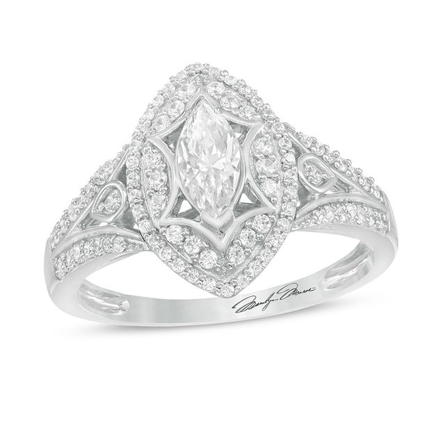 Previously Owned Marilyn Monroeâ¢ Collection 3/4 CT. T.w. Marquise Diamond Art Deco Engagement Ring in 14K White Gold