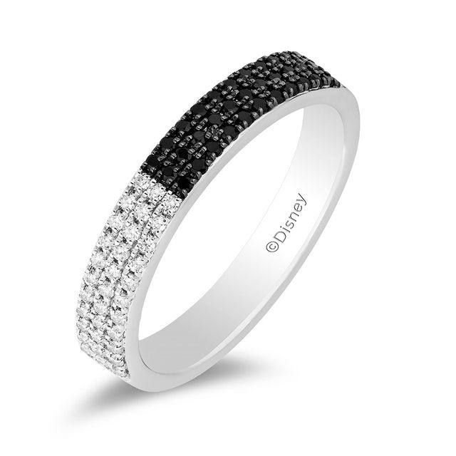 Previously Owned Enchanted Disney Villains Cruella De Vil 1/2 CT. T.w. Black and White Diamond Band in 14K White Gold