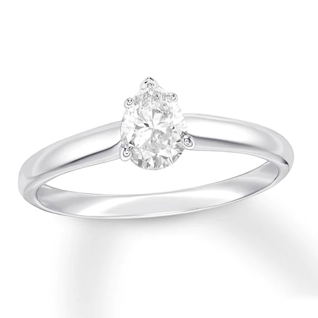 Previously Owned - 1/2 CT. Pear-Shaped Diamond Solitaire Engagement Ring in 14K White Gold (I/I2)