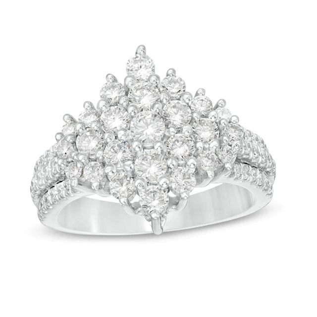 Previously Owned - 1-1/2 CT. T.w. Composite Diamond Tilted Square Ring in 10K White Gold