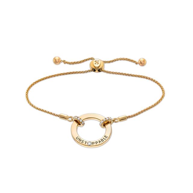 Previously Owned - Serena Williams jewelry 1/8 CT. T.w. Diamond Circle "Unstoppable" Bolo Bracelet in 10K Gold