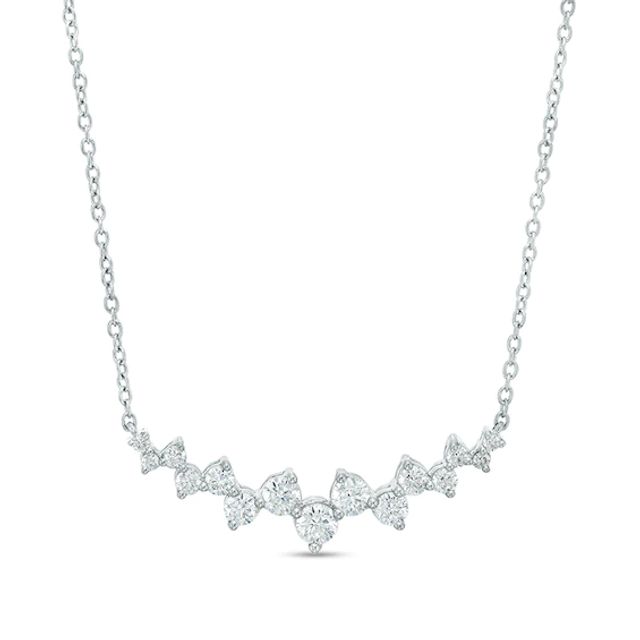 Previously Owned - Marilyn Monroeâ¢ Collection 3/4 CT. T.w. Diamond Graduated Curved Scatter Necklace in 10K White Gold