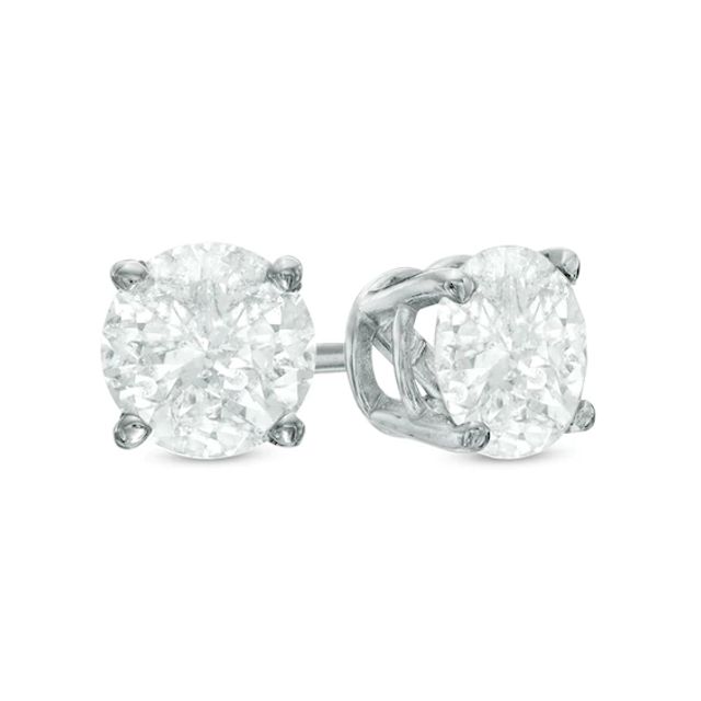 Previously Owned - 1 CT. T.w. Diamond Solitaire Stud Earrings in 14K White Gold