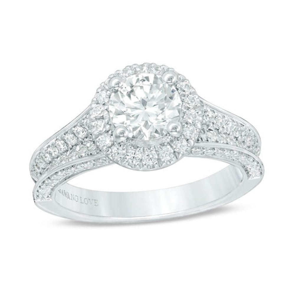 Peoples Jewellers Vera Wang Love Collection 0.95 CT. T.W. Oval Diamond  Frame Engagement Ring in 14K White Gold|Peoples Jewellers | Kingsway Mall