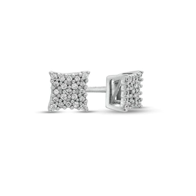 1/6 CT. T.W. Composite Diamond Raised Square Stud Earrings in
