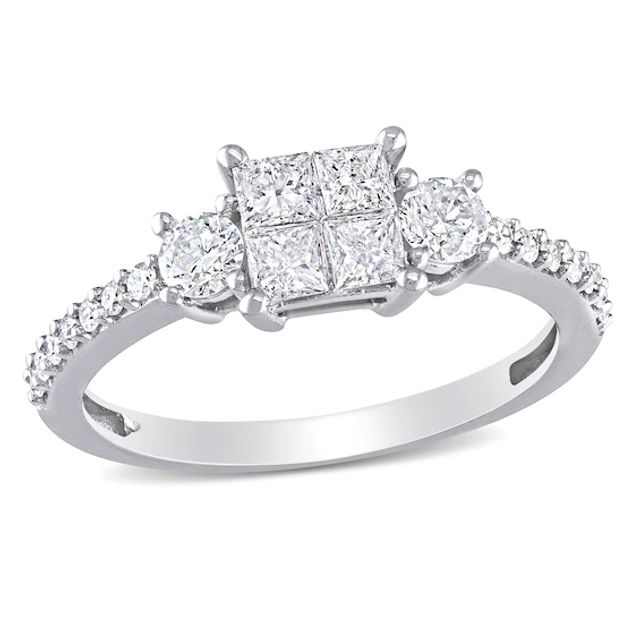 3/4 CT. T.W. Quad Princess-Cut Diamond Three Stone Engagement Ring in 14K White Gold