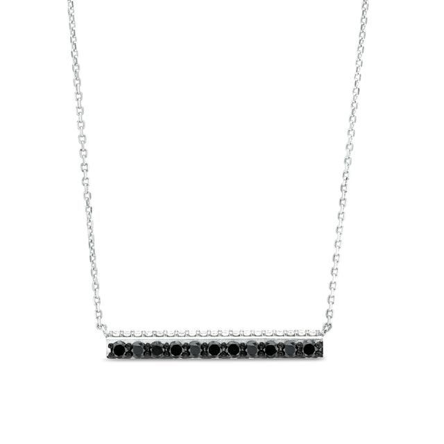 Horizontal Bar Necklace in 14K White Gold, with Diamonds - FOURTRUSS