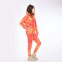 Orange Batik Patterned Oversize Pocket Sweatshirt Suit Set