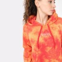 Orange Batik Patterned Oversize Pocket Sweatshirt Suit Set