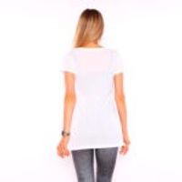 V Neck Slit Tunic Woman T Shirt White