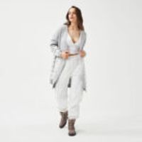 Comfortable Cut Pattern Long Cardigan Gray Melange