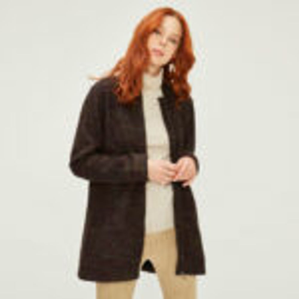 Half Collar Comfortable Cut Coat Brown