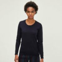 Round Neck 100% Cotton Basic Sweater Navy Blue