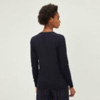 Round Neck 100% Cotton Basic Sweater Navy Blue