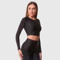 SPORTS LONG SLEEVE CROP TOP BLACK