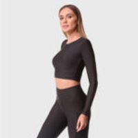 SPORTS LONG SLEEVE CROP TOP BLACK