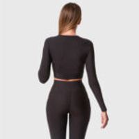 SPORTS LONG SLEEVE CROP TOP BLACK