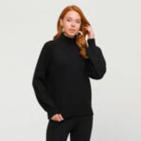 Stand Up Collar Balloon Sleeve Sweater Black