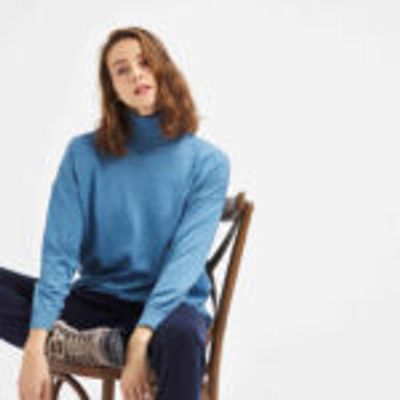 Turtleneck 100% Cotton Comfy Cut Basic Sweater