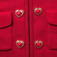 Wylie Grey | Red Knit Heart Button Cardigan