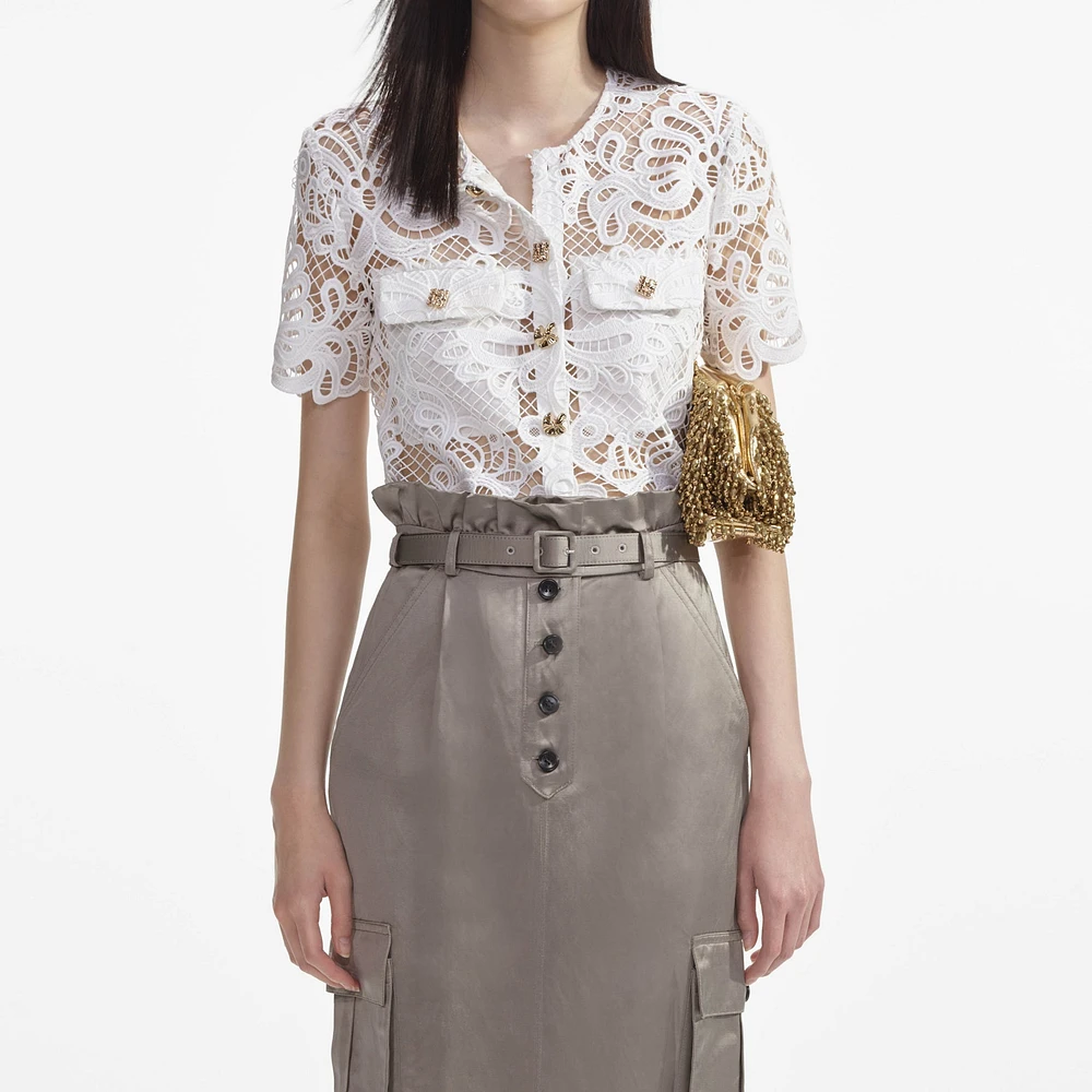 Wylie Grey | White Guipure Lace Top