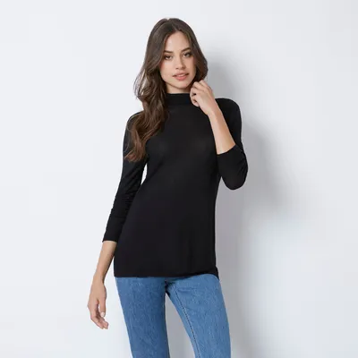 Jersey cuello alto de modal y cashmere