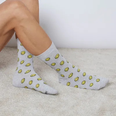 Calcetines cortos de hombre con estampado de smiley