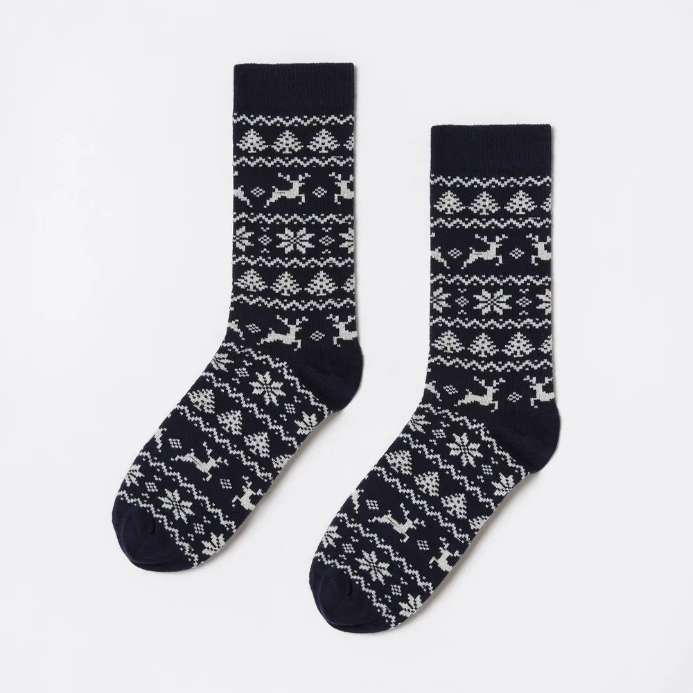 Calcetines de hombre con estampado de tema invernal - Chalet Chic