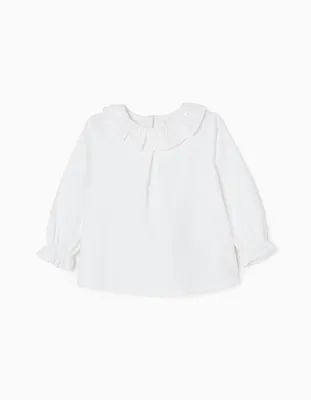 Blusa de Algodão para Bebé Menina, Branco