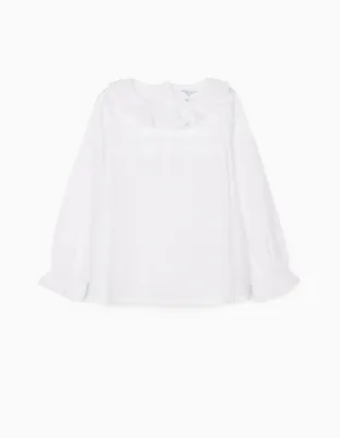 Blusa com Folhos para Menina 'B&S', Branco