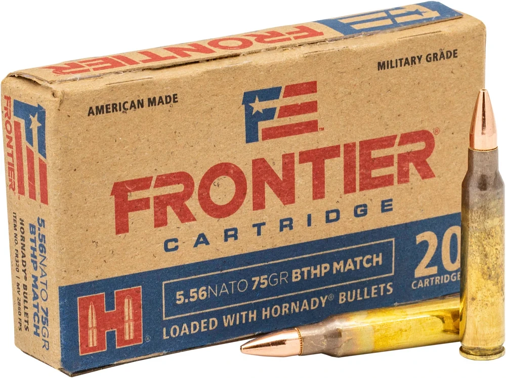 Hornady Frontier 5.56 NATO 75-Grain BTHP Match T2 Rifle Ammunition ...