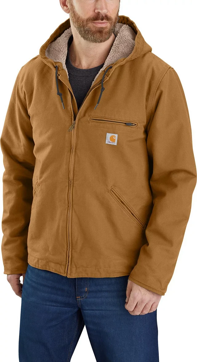 Carhartt Men's Relaxed Fit Washed Duck Sherpa-Lined Jacket at