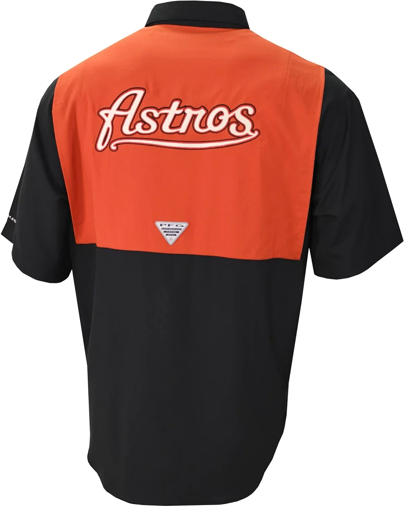 Columbia men's houston astros navy tamiami performance short sleeve shirt online